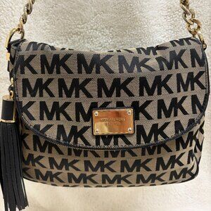 Michael Kors Jet Set Convertible Shoulder Hobo Bag Black/Tan